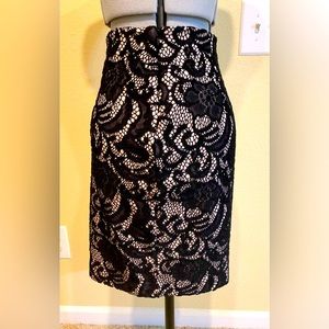 Ann Taylor Overlay Black Lace Skirt